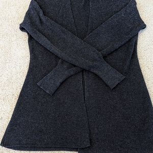 A.new.day women's xs dark grey long cardigan with cross pattern